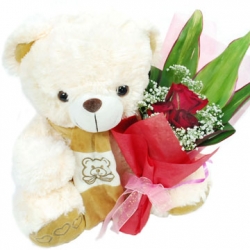 3 Red  Roses with Bear Delivery to Manila Philippines