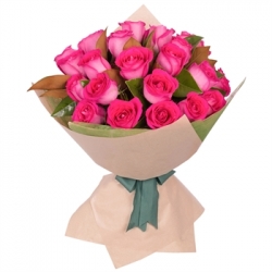 24 Bright Pink Roses in Bouquet Delivery to Manila Philippines