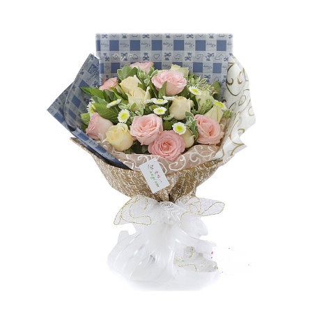 12 Pink Roses with greenery Delivery to Manila Philippines